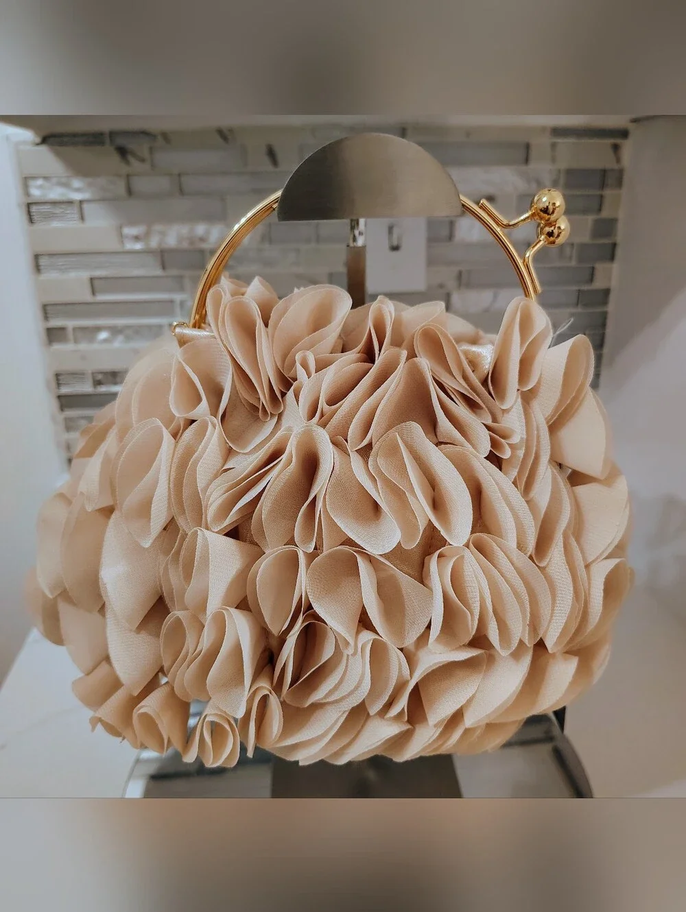 NWT Sincerely Jules Top-Handle Kisslock Purse - Chiffon Petals w/GHW